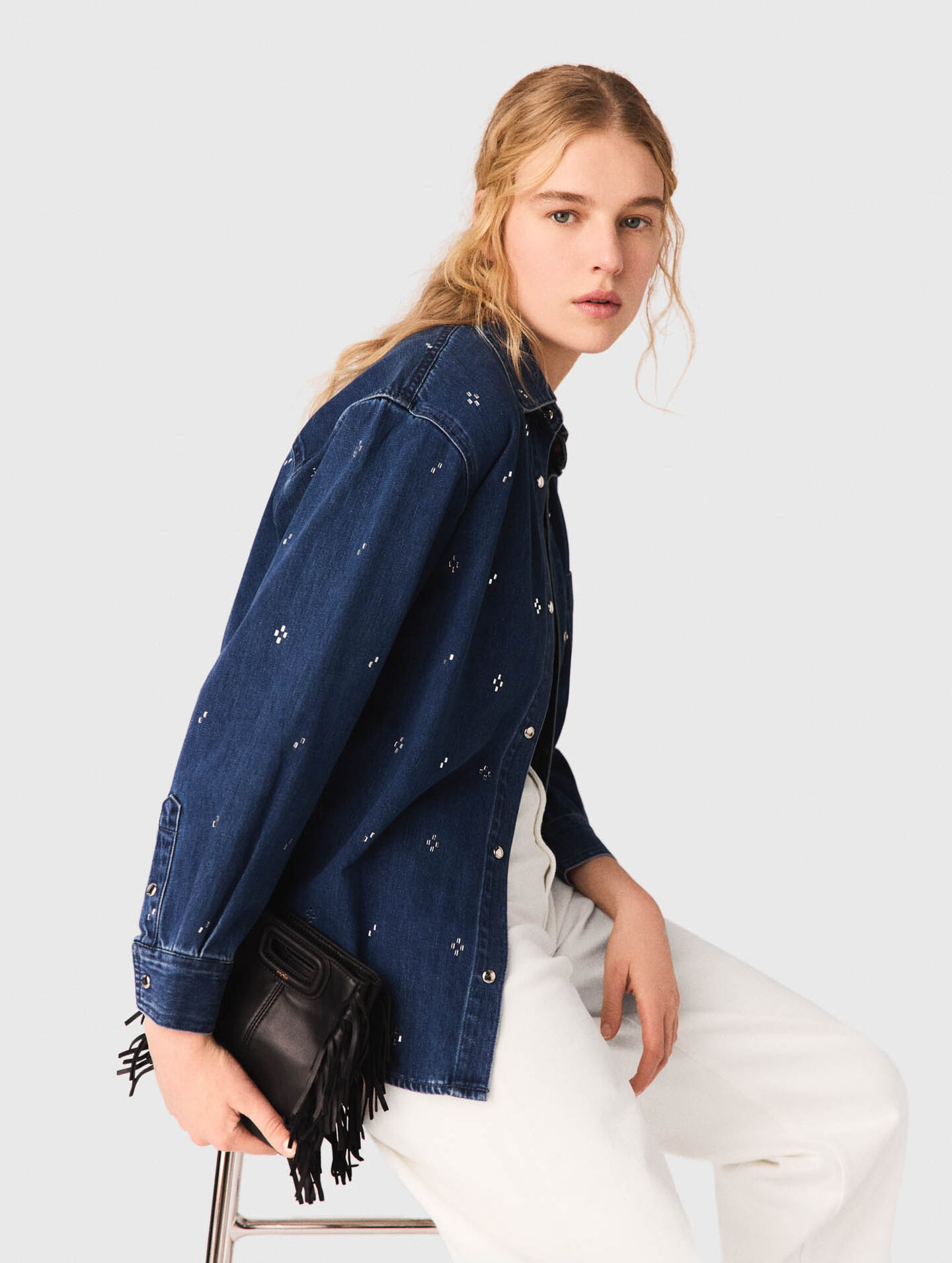 Camicia in denim con strass